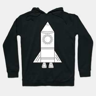 Simple Black and White Rocket Ship Sketch Pattern Hoodie